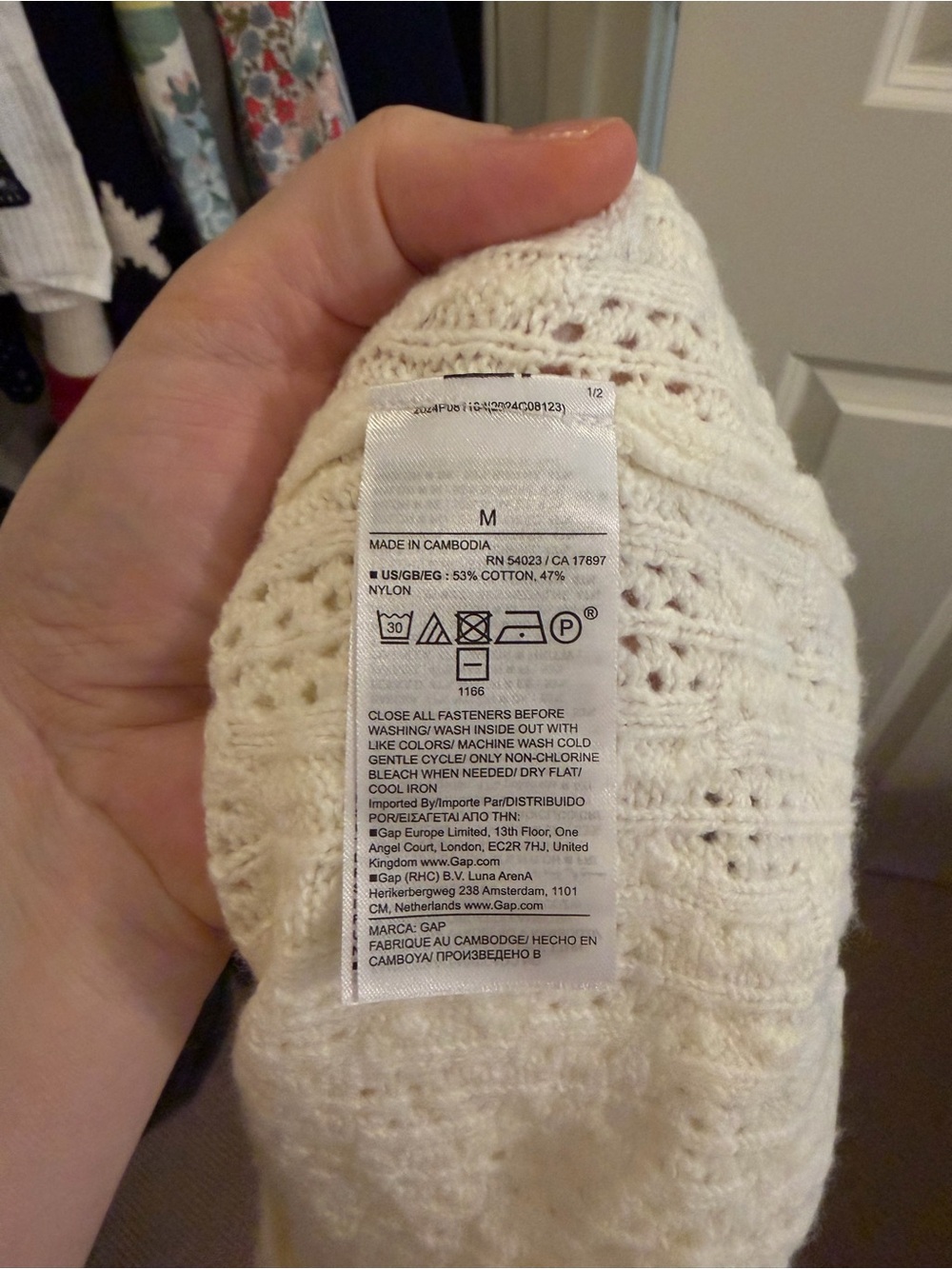 GAP Ivory Open-Knit Scallop-Edge Button Cardigan - Picture 6 of 6